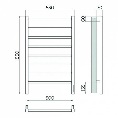 Ватикан П8 500х850 Электро Полотенцесушитель TERMINUS Оружейная сталь Балашов - фото 4