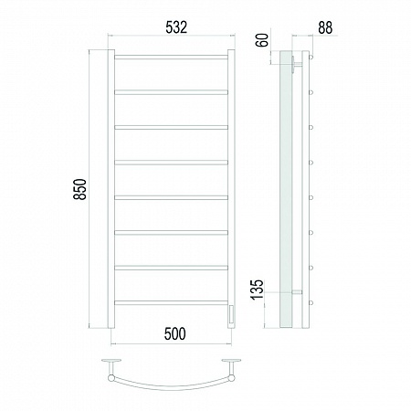 Классик П8 500х850 Электро (quick touch) Полотенцесушитель TERMINUS Сатин Балашов - фото 4