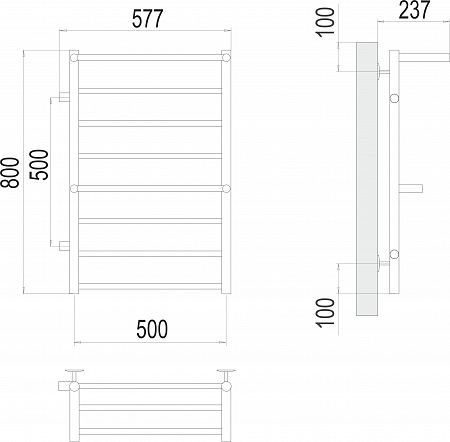Аврора с 2-мя/п П8 500х800 бп500 слева Полотенцесушитель TERMINUS Балашов - фото 3