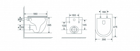 Подвесной унитаз безободковый Terminus Енисей Monolit 560х390 белый Балашов - фото 8