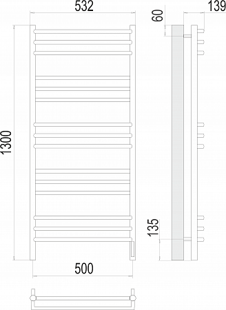 Прато П15 500х1300 электро (sensor quick touch) Полотенцесушитель  TERMINUS Балашов - фото 3