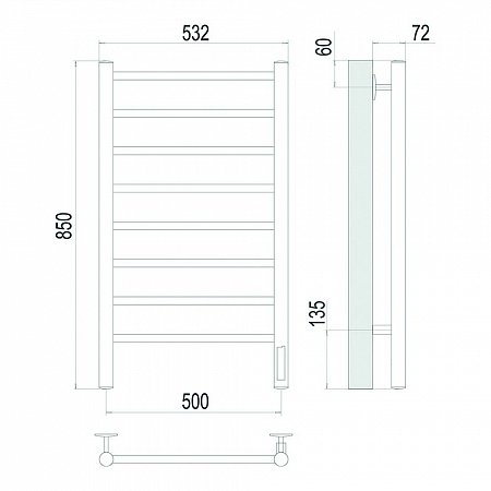 Аврора П8 500х850 Электро Полотенцесушитель TERMINUS Золото Балашов - фото 4