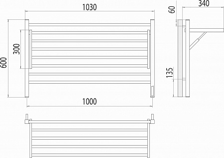 Горизонт П8 1000х600 электро КС ЧЕРНЫЙ МУАР (sensor quick touch) Полотенцесушитель TERMINUS Балашов - фото 5