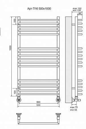 Арт П16 500х1000 Полотенцесушитель  TERMINUS Балашов - фото 3